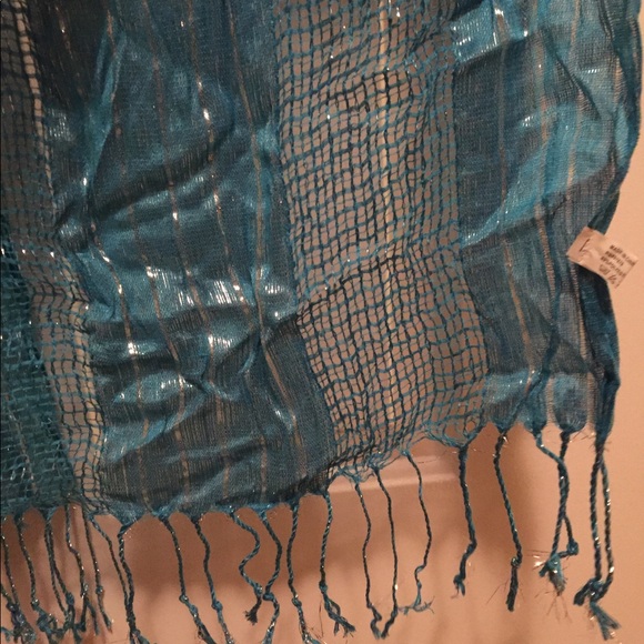 Scarf aqua blue and silver - Picture 4 of 6
